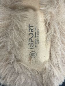 Fluffy Beige Slides