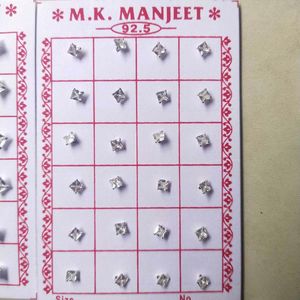 925 Pure Silver Dimond Nose&amp;Ear Earings 1 pair