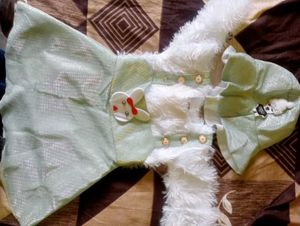 White &amp; Olive Colour Baby Girl Wool Hat Dress