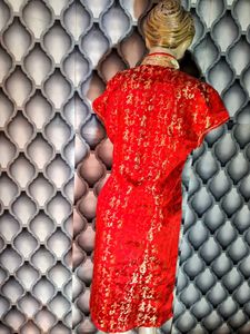 Cheongsam With Golden Thread Work On It