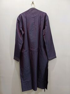 Pure Silk Kurta Chudidar Set (Purple, Handwork)