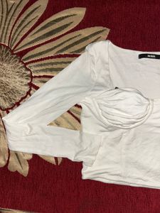 White Long Sleeve Crop Top