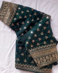 Emerald Green Embellished Saree Blouse