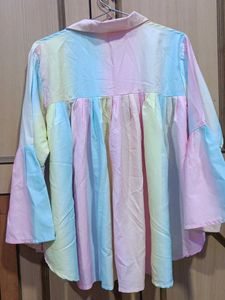 Pastel Rainbow Button-Down Top