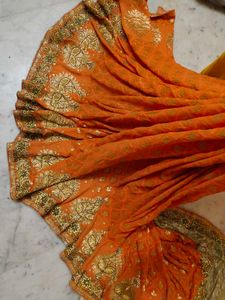 Golden Daimond Work Saree With Blouse 🔥
