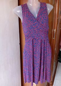 Blue & Red Polka Dot Dress