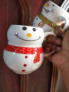 Snowman Ceramic Coffee Mugs - Set of 2