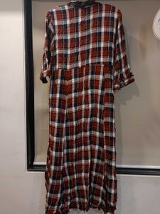 Casual Checkered Shirt Dress