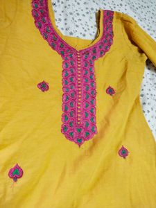 Pure Cotton Yellow Kurti