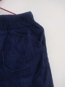 Navy Blue Cigarette Pants With Pockets