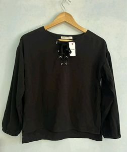 Black Lace-Up Top