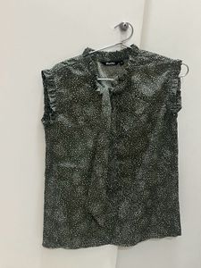 Mehendi Green Top With White Dots