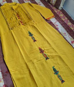 Yellow Embroidered Kurta