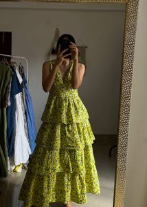 Spring Aurora Bright Yellow Ruffle MAXI