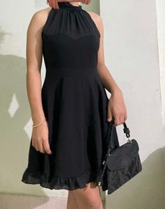 Women Black Halter Dress