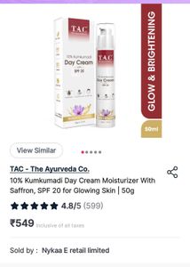 Tac 10% Kumkumadi Day cream Spf20