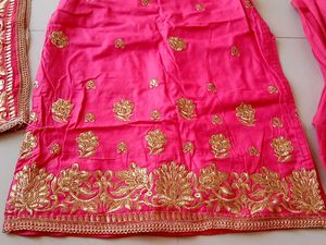 Heavy Zari Work Dark Pink/Peach Colour Suit