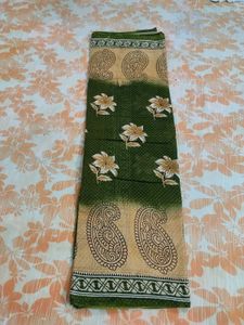 Pure Cotton Saree Olive Green
