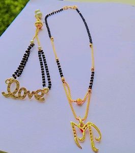 M letter mangalsutra Short Mangalsutra Designs Stylish New pendant alphabet gold name mangalsutra design/ naam wale mangalsutra/ personalised wife husband couple name mangalsutra design (20 inches)