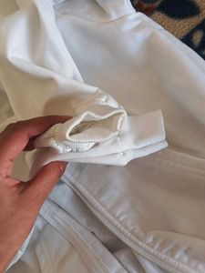 White Cropped Zip Hoodie