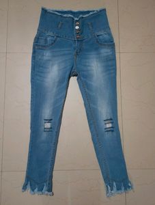 Distressed/Tone Sky Blue Jeans