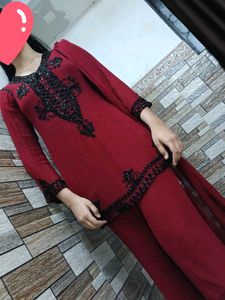 Elegant Maroon Partywear dress