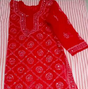 Chikankari Mirror Work Kurti