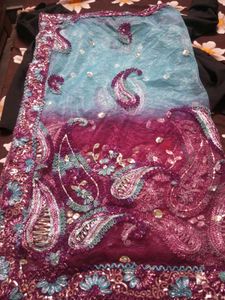 Double Shade Net With Full Dupptta Embroidery