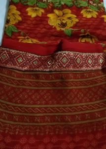 Elegant Red Floral Saree with Blouse
