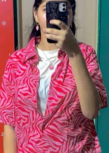 Pink Zebra Print Top