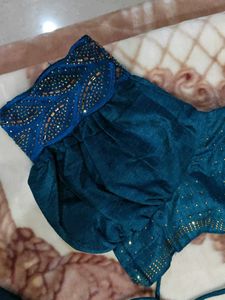 Beautiful Teal Blue Chiffon Georgette Saree with S