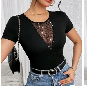 Chic Black Mesh Bodysuit