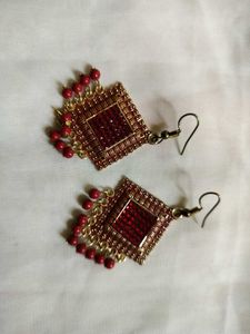 Red Beaded Earrings
