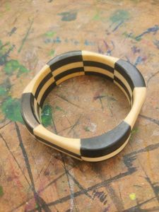 Checkered black and white square bangle