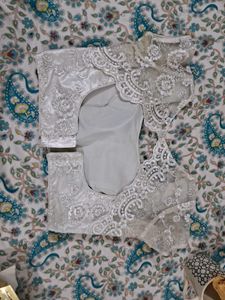 Elegant Silver Lace Blouse