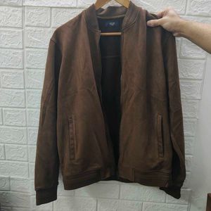 Brown Suede Bomber Jacket