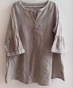 Elegant Taupe Cotton Kurta – Diza by Westside