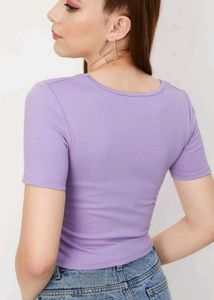 Lilac Square Neck Crop Top