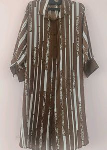 😍SALE😍Brown &amp; White Striped Kurti with Pant Set
