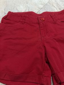 Red Casual Shorts
