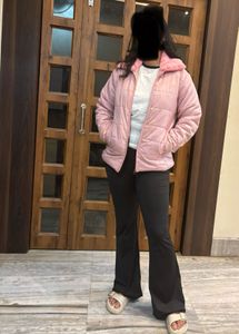 Pink Puffer Jacket with Fur Collar