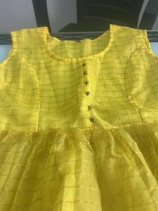Combo Offer Yellow Checks Full Length Frock