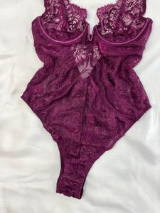 La Senza Burgundy Lace Bodysuit