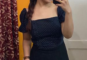 Polka Dot Puff Sleeve Top