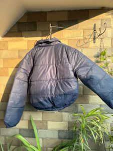 Blue Cropped Puffer Jacket for Women