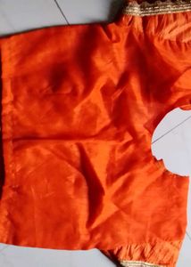 Orange Readymade Saree Blouse