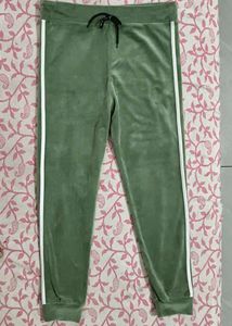 Olive Green Velvet Joggers