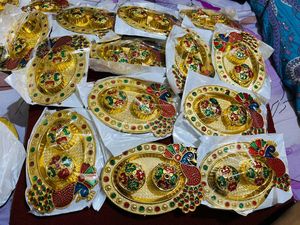 Decorative poojahaldi kumkum peacock newwdttag