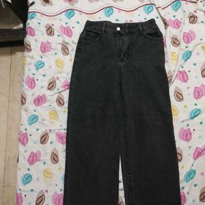 Black Denim Straight Leg Jeans