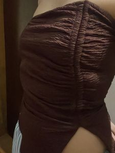 Brown Textured Tube Top